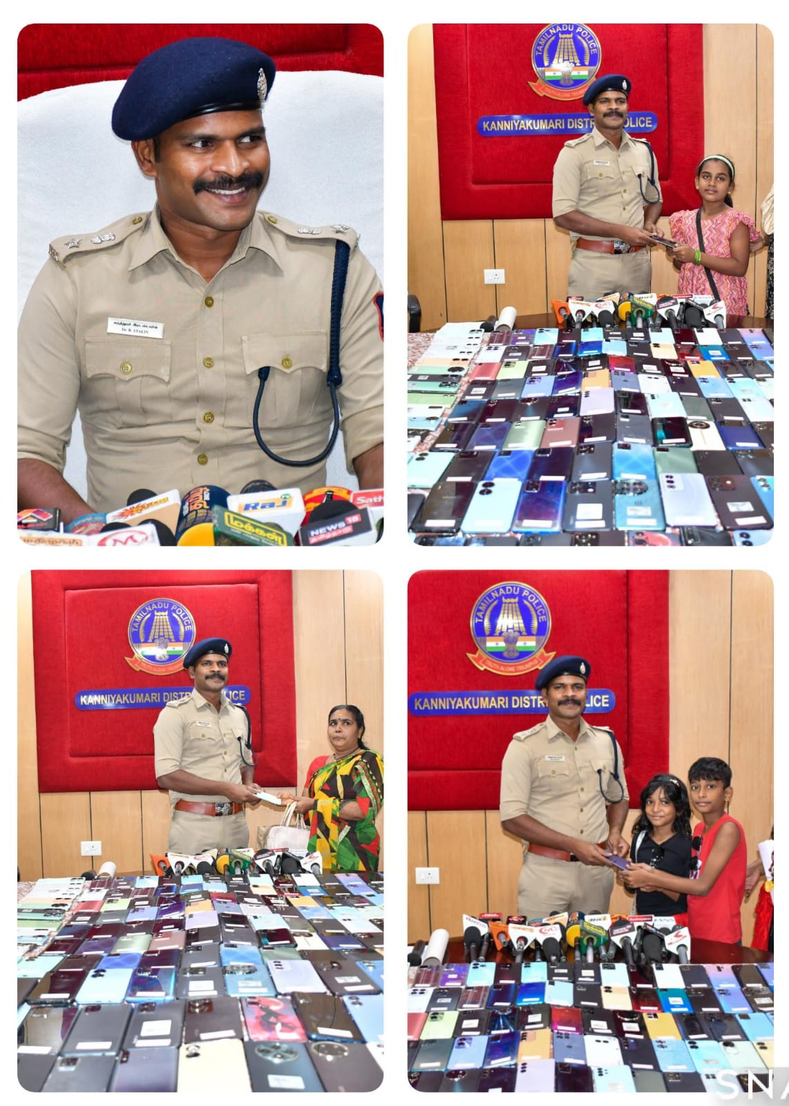 335 செல்போன்கள் உரியவர்களிடம் ஒப்படைப்பு. குமரி போலீசார் அதிரடி